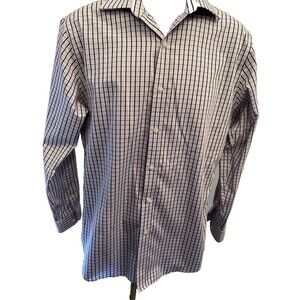 Michael Kors Button up Shirt Men Purple Check Plaid Long Sleeve Size 15 32/33